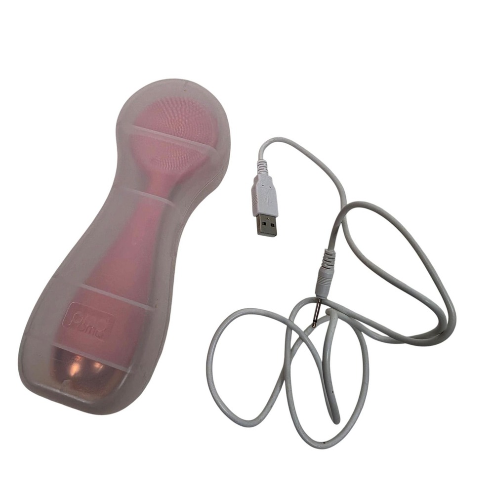 PMD Pro Clean Rose Quartz Electric Facial Cleansing Brush Pink Case USB Charger